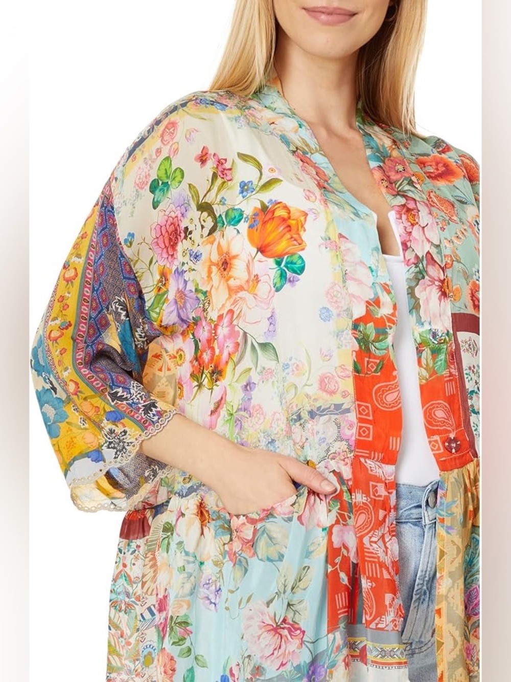 Johnny Was Otti Tia Multicolor Floral Kimono